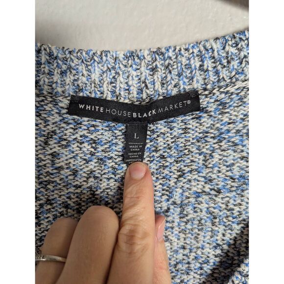 WHBM Marled knit white blue black metallic sweater women's L - Picture 8 of 10